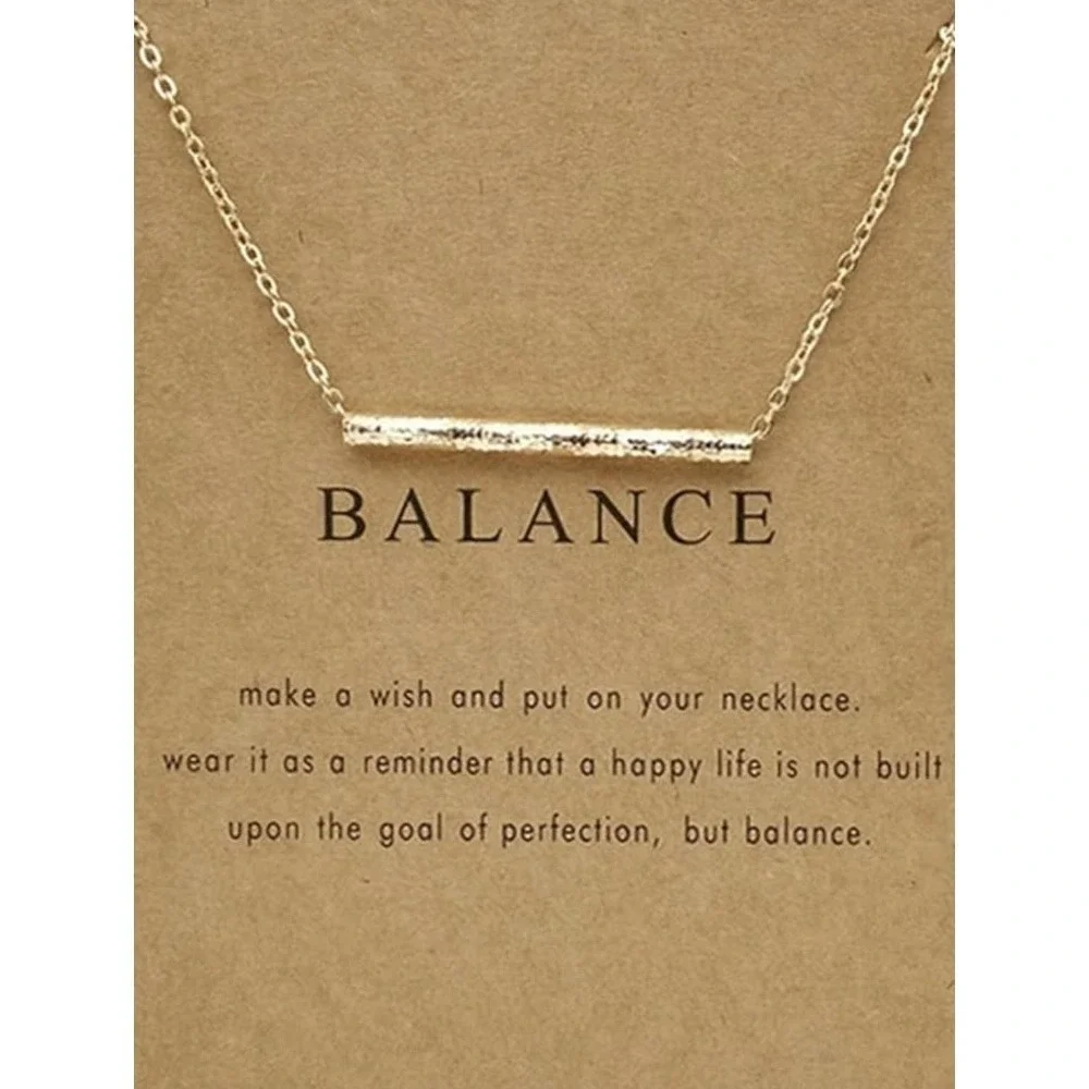 NEW Balance Bar Necklace Gold Minimalist‎ Pendant Delicate Chain Jewelry Gift